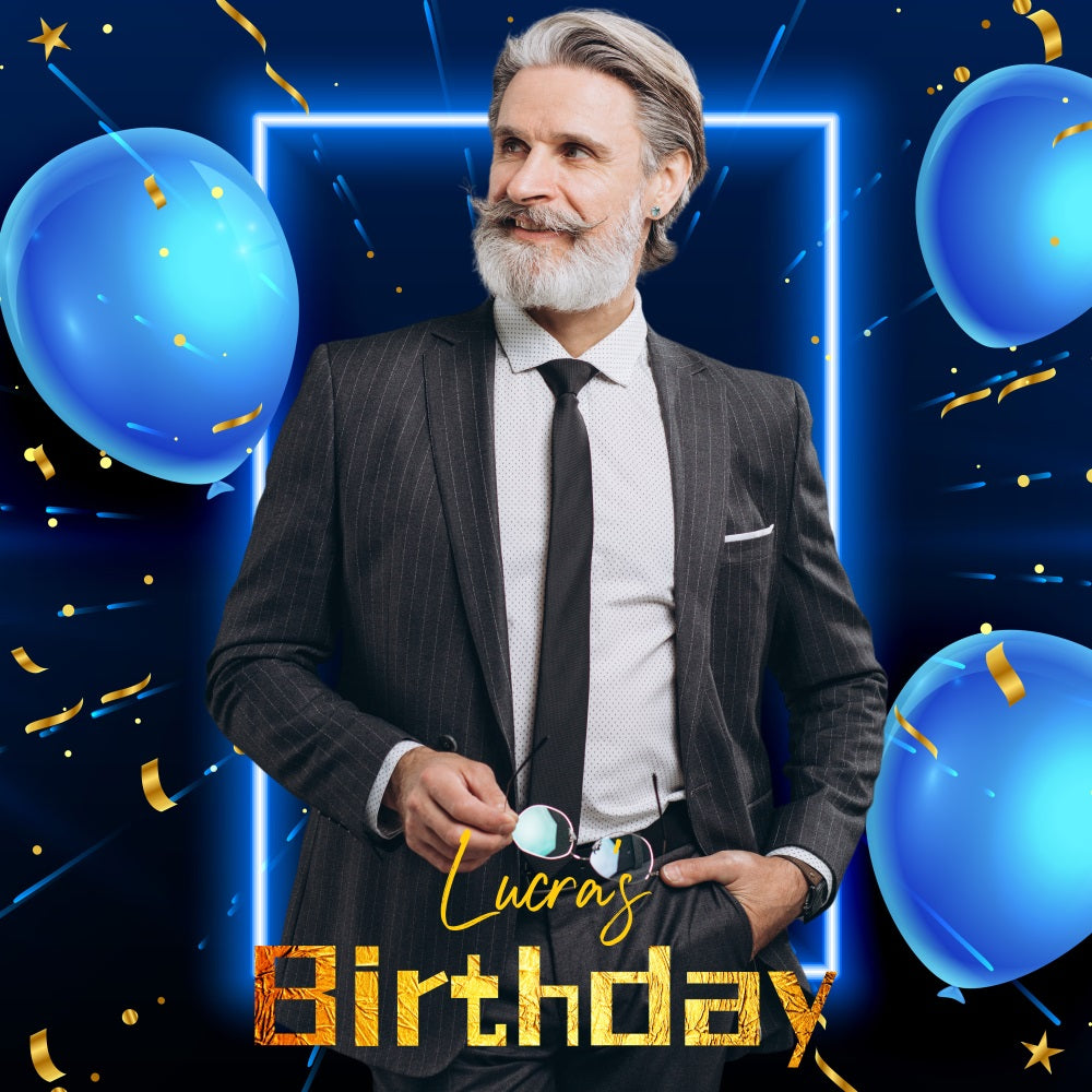 Custom Birthday Backdrops Blaue Luftballons Konfetti Backdrop LXX5-94