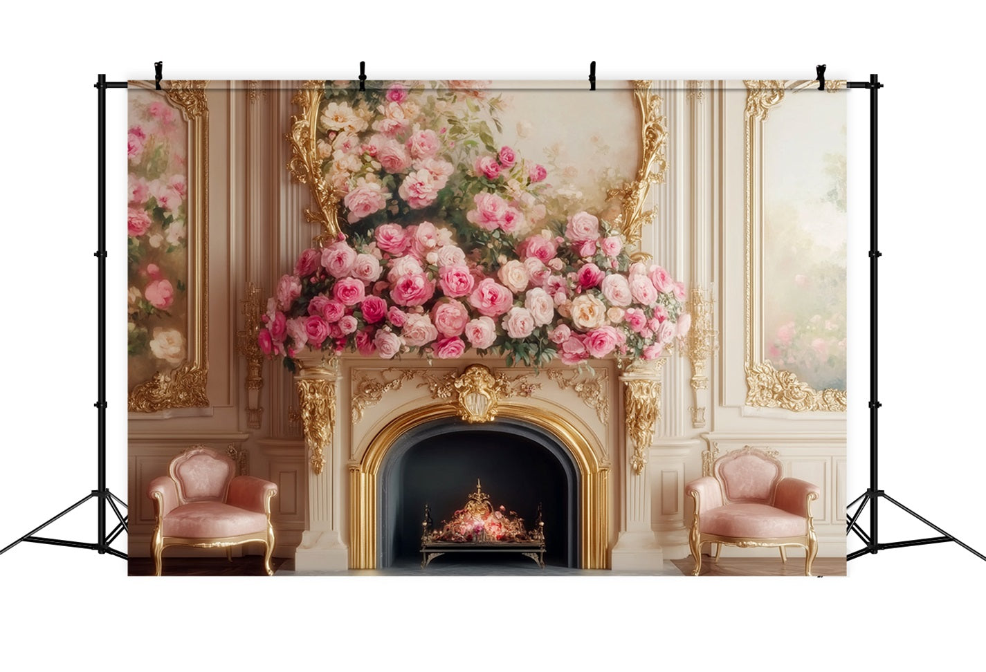 Viktorianischer Hintergrund Elegante Rose Kaminblüte Vintage-Wandhintergrund LXX510-103