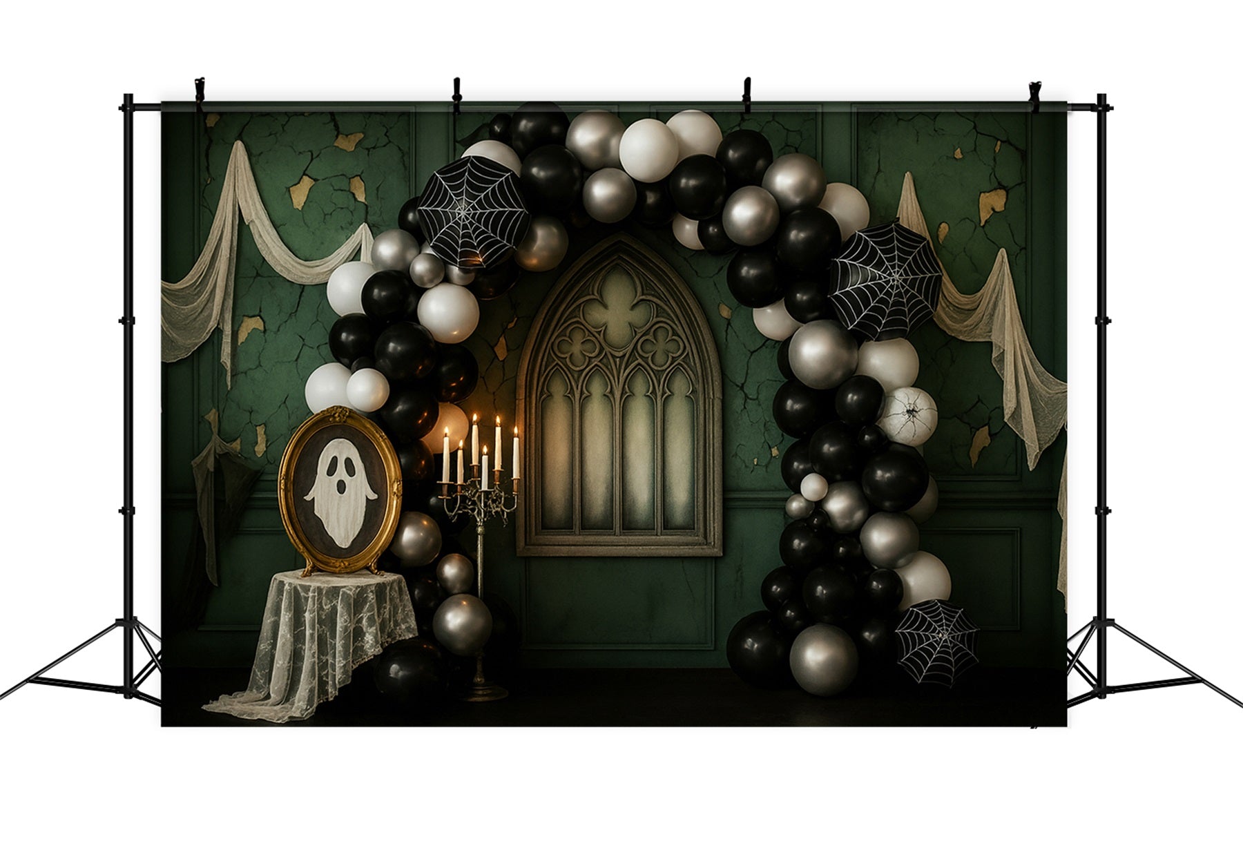 Vintage-Wandhintergrund Gotischer Geisterballonbogen Viktorianischer Fotohintergrund LXX510-106