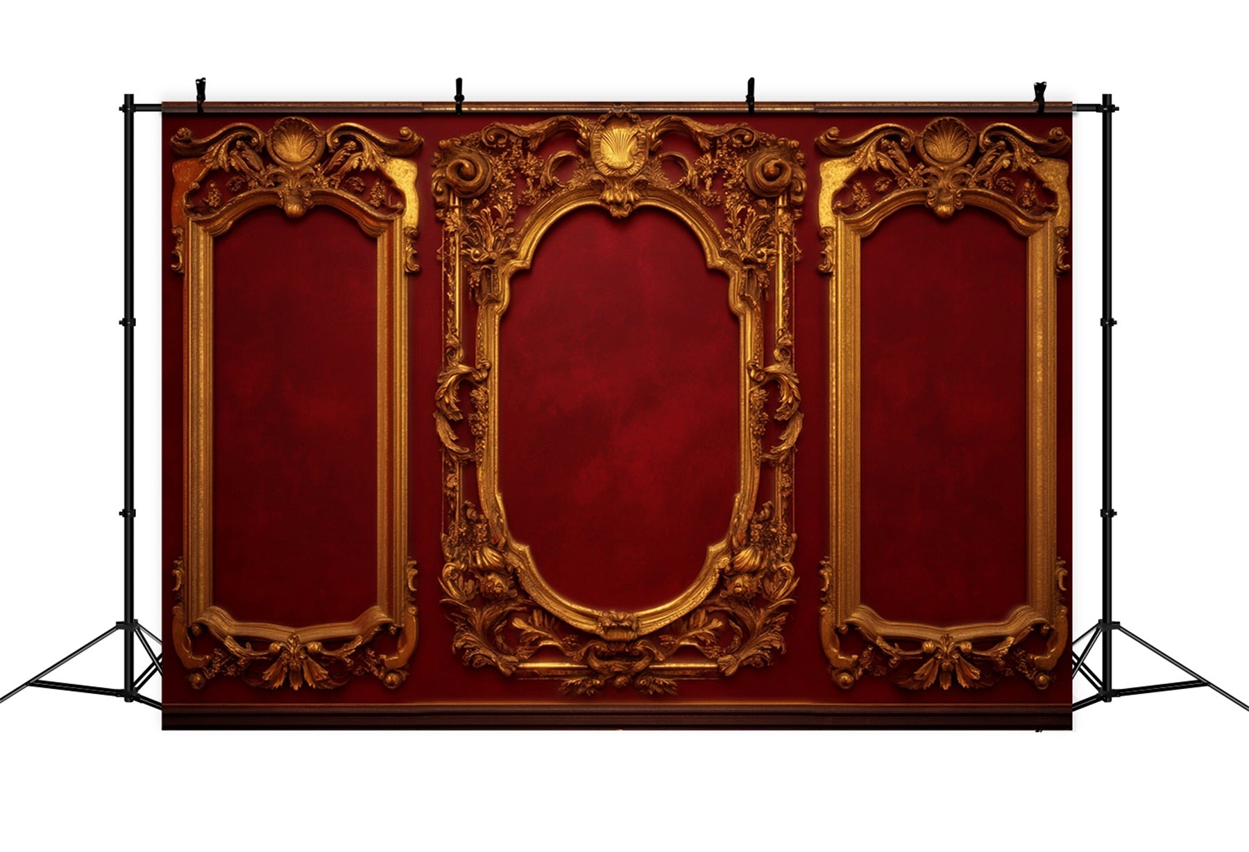 Vintage-Wandhintergrund Purpurrot-goldene Barockpaneele Viktorianischer Hintergrund LXX510-108