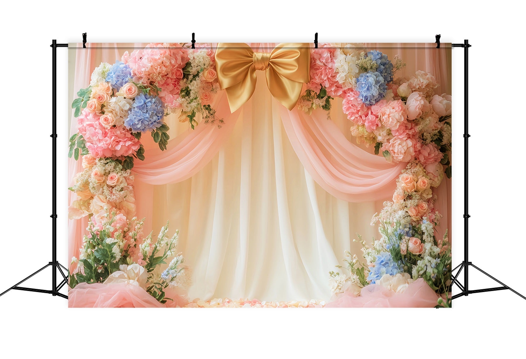 Rosa Schleifen-Hintergrund Pastel Bloom Bow Arch Victorian Photo Backdrop LXX510-113