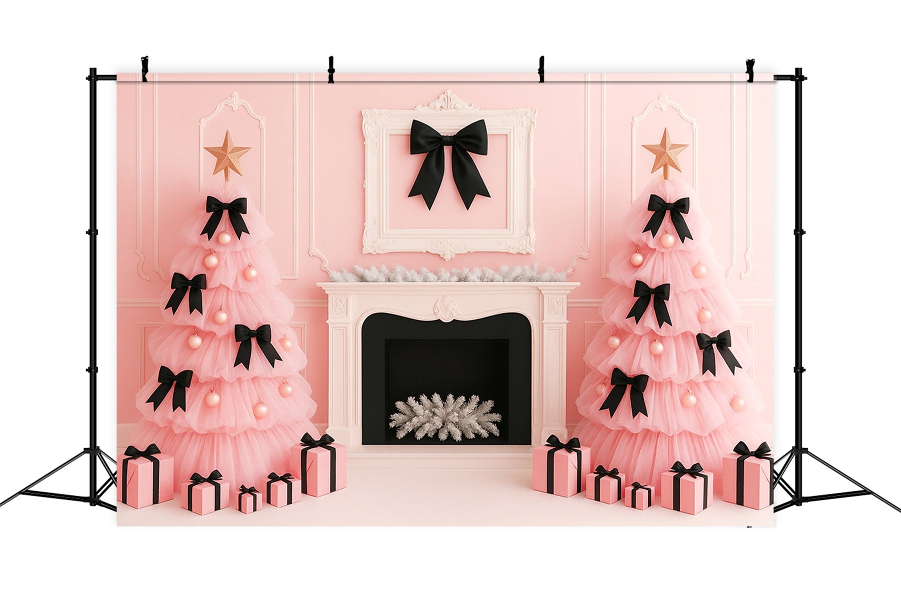Rosa Schleifen-Hintergrund Pink Bow Christmas Elegance Victorian Backdrops LXX510-114