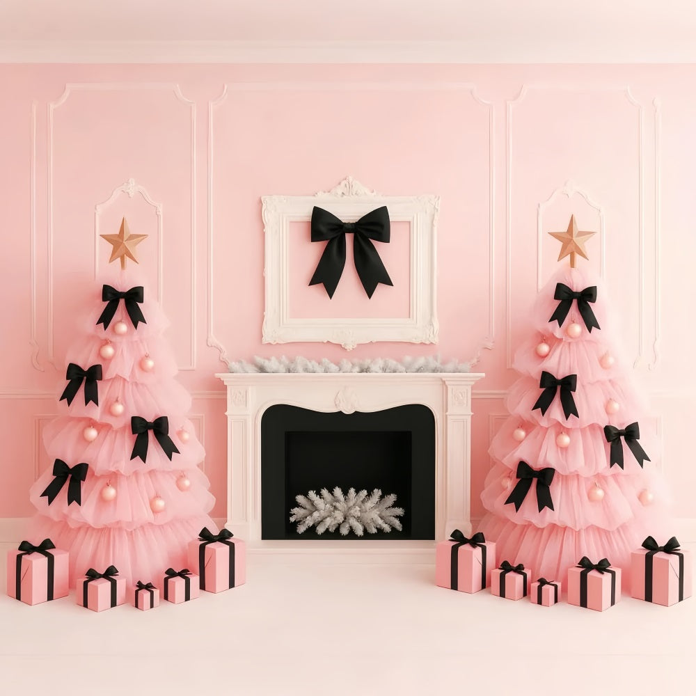 Rosa Schleifen-Hintergrund Pink Bow Christmas Elegance Victorian Backdrops LXX510-114