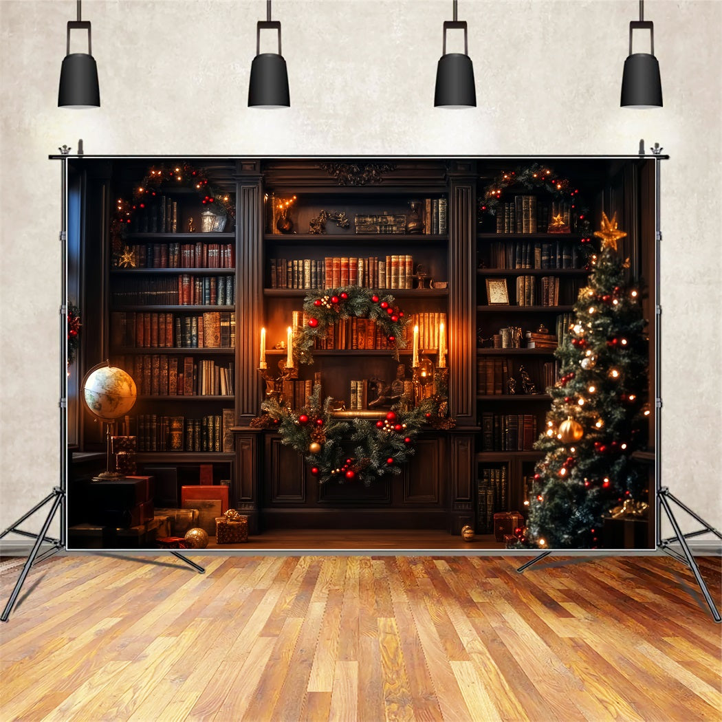 Viktorianischer Weihnachtshintergrund Klassisches Arbeitszimmer Kamin Viktorianischer Hintergrund LXX510-124