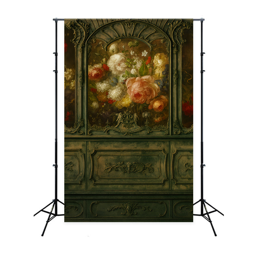 Viktorianischer Hintergrund Antike Blumenpaneele Vintage-Wandhintergrund LXX510-125