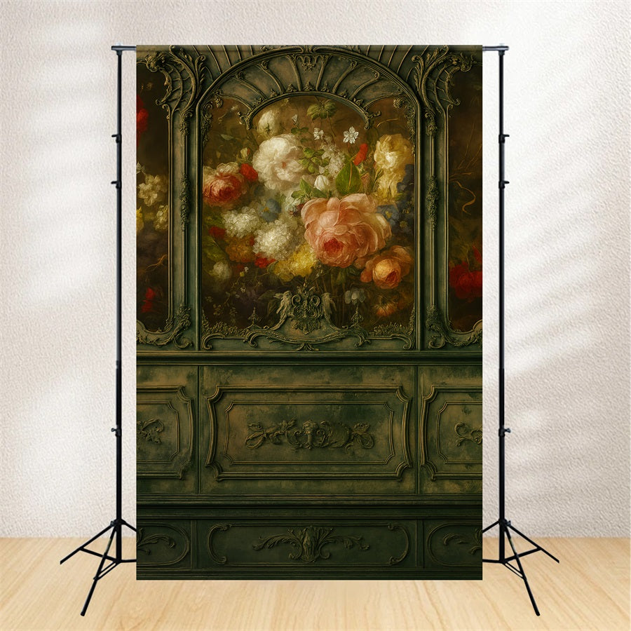 Viktorianischer Hintergrund Antike Blumenpaneele Vintage-Wandhintergrund LXX510-125