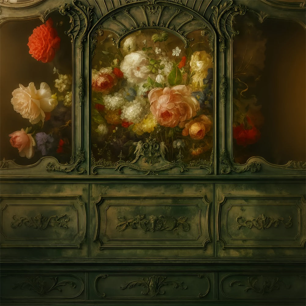 Viktorianischer Hintergrund Antike Blumenpaneele Vintage-Wandhintergrund LXX510-125