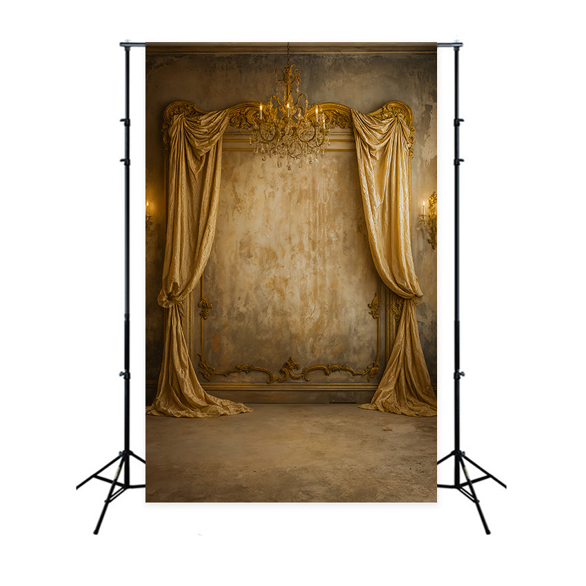 Vintage-Wandhintergrund Goldener drapierter Kronleuchter Eleganz Viktorianischer Hintergrund LXX510-130