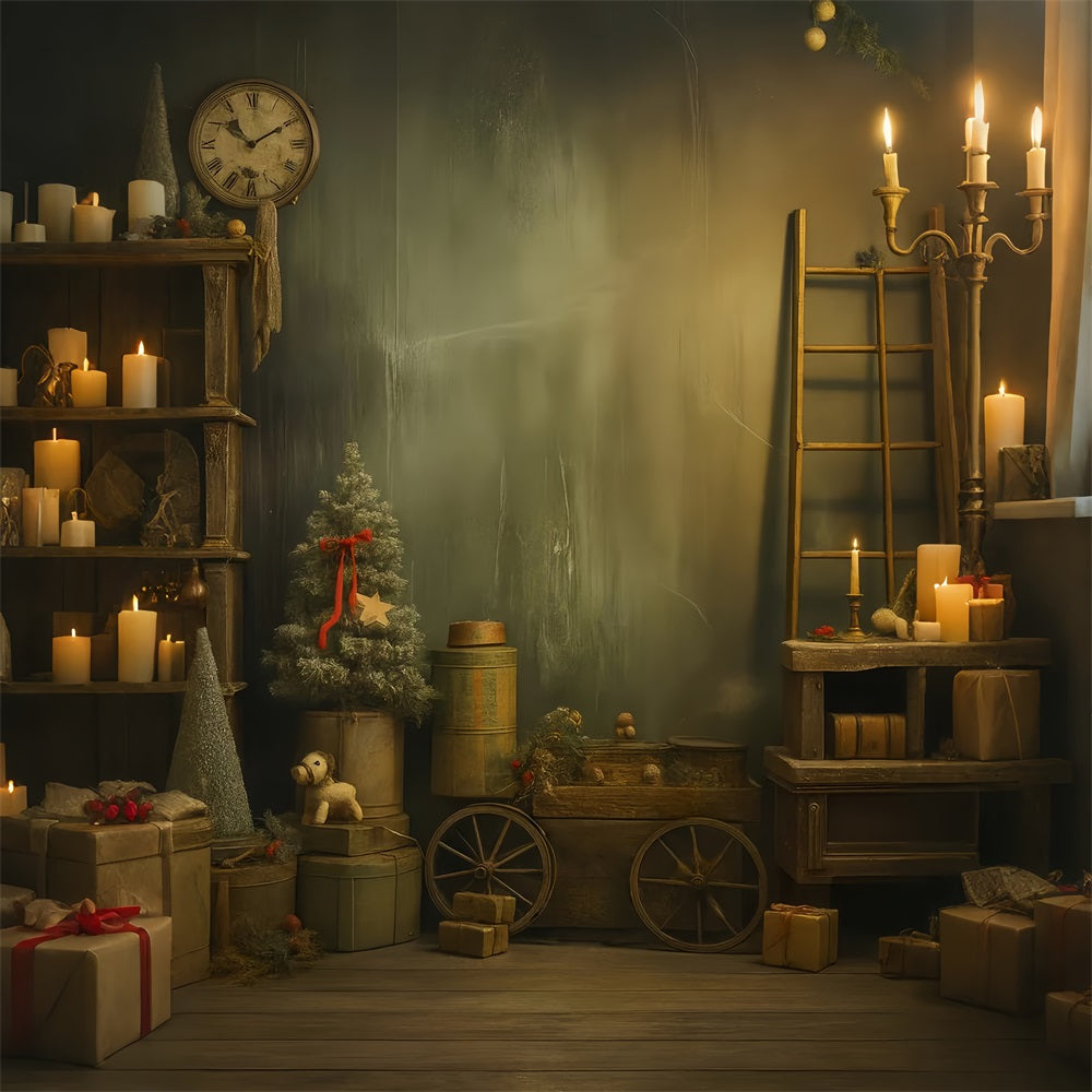 Viktorianischer Weihnachtshintergrund Vintage-Uhr Rustikaler Weihnachtshintergrund im viktorianischen Stil LXX510-131