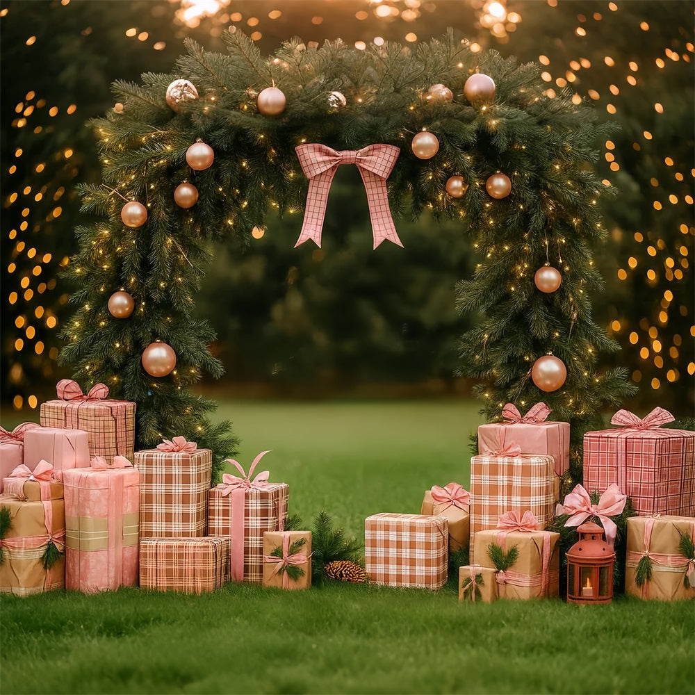 Rosa Schleifen-Kulisse Rosa Geschenke Girlande Torbogen Weihnachtskulisse LXX510-136