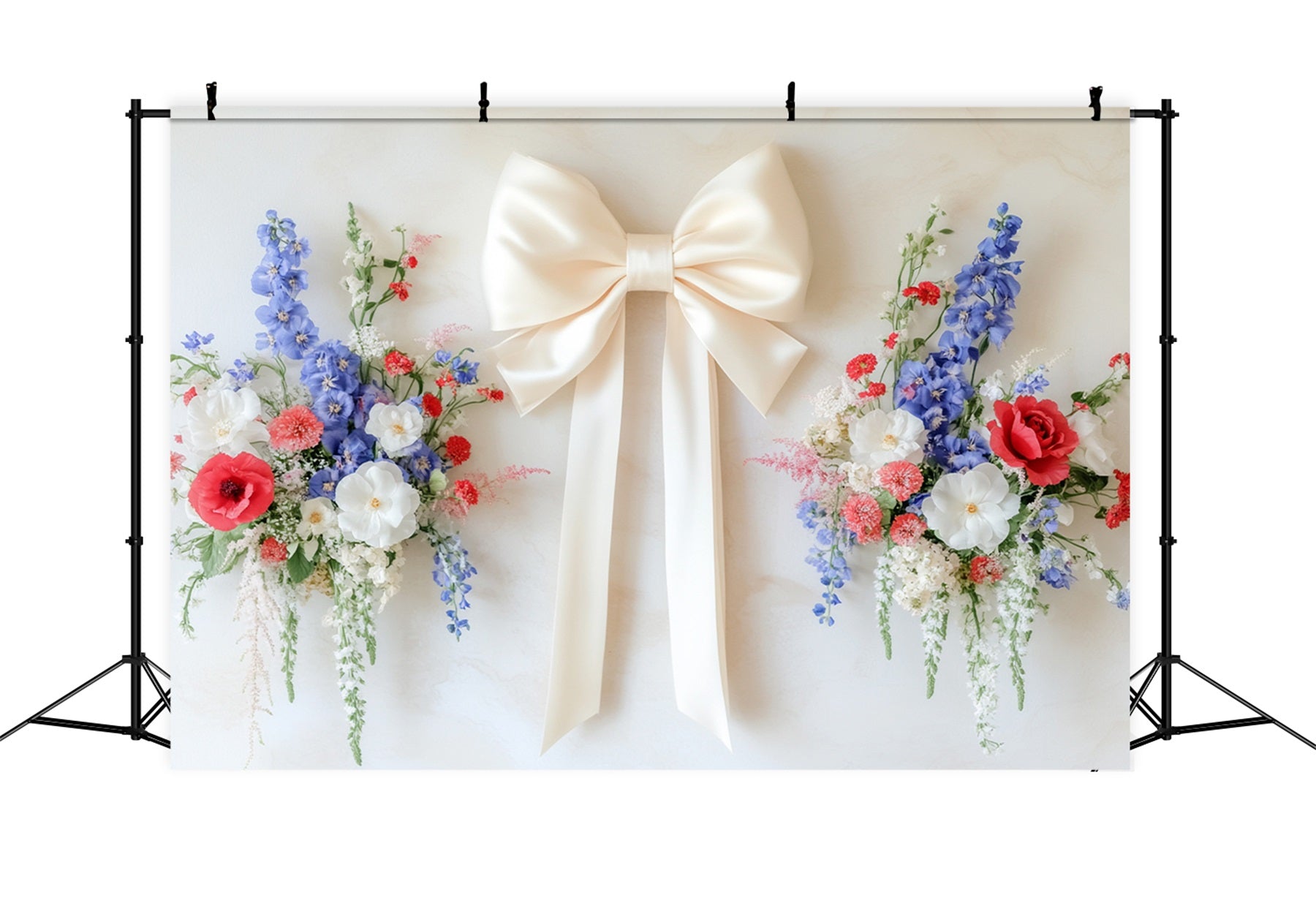 Bogen-Hintergrund mit elfenbeinfarbenem Band, Blumen-Harmonie und Blumen-Foto-Hintergrund LXX510-148