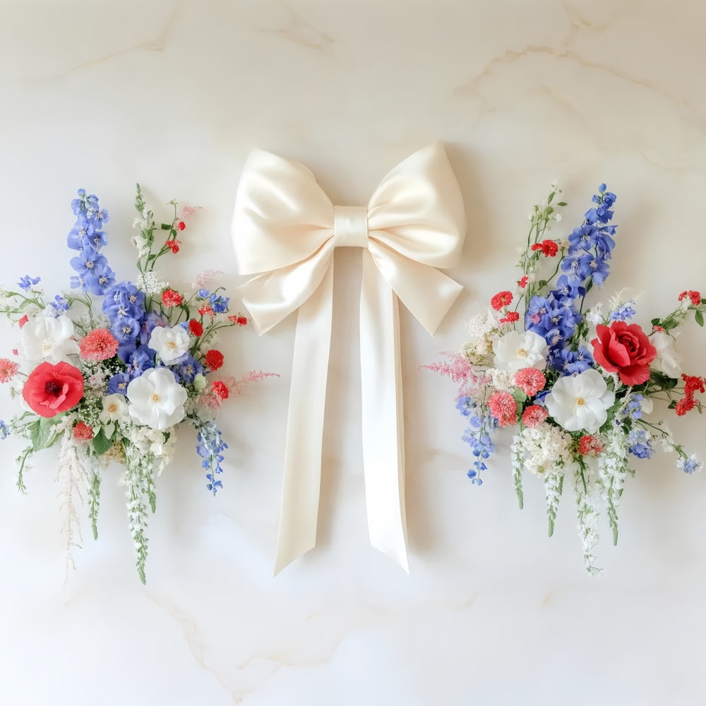 Bogen-Hintergrund mit elfenbeinfarbenem Band, Blumen-Harmonie und Blumen-Foto-Hintergrund LXX510-148