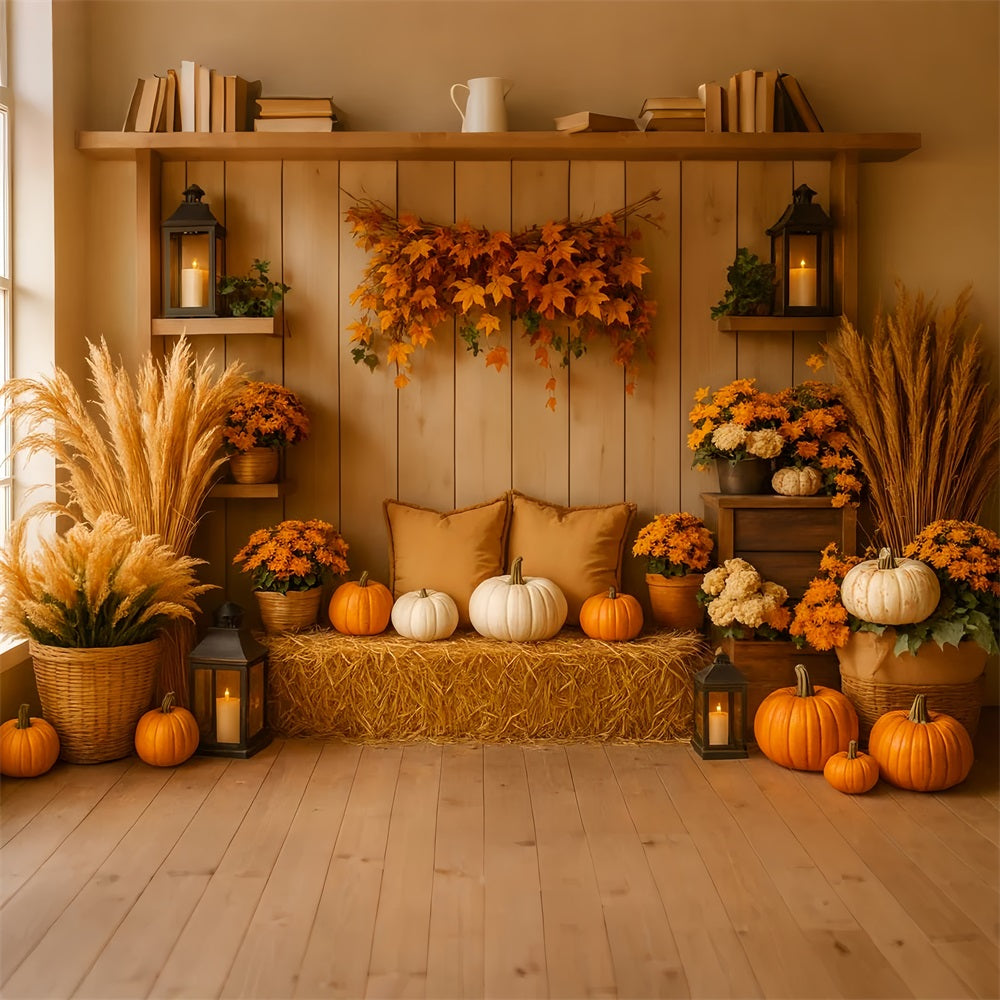 K¨¹rbis-Fotohintergrund Gem¨¹tliche Herbst-K¨¹rbis-Ecke Thanksgiving-Fotohintergrund LXX510-19