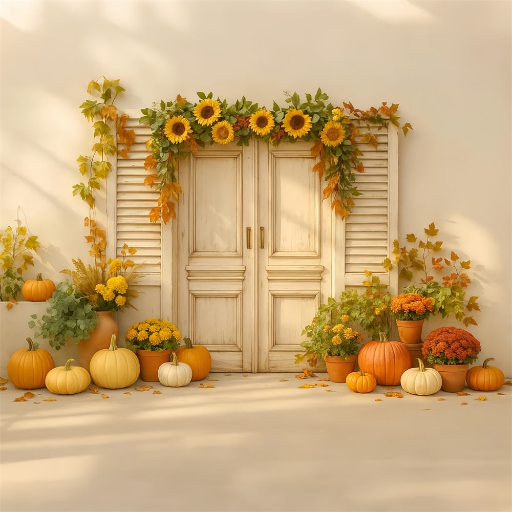 K¨¹rbis-Fotohintergrund Sonnenblument¨¹r Herbstfreude Thanksgiving-Hintergr¨¹nde LXX510-26