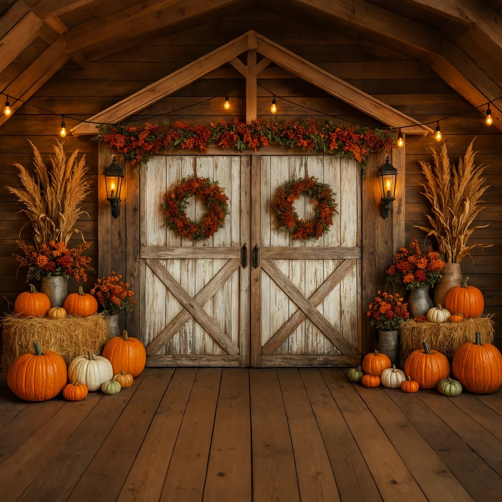 Bauernhof-Hintergrund Rustikale Scheune Herbstkr?nze Thanksgiving-Hintergrundideen LXX510-27