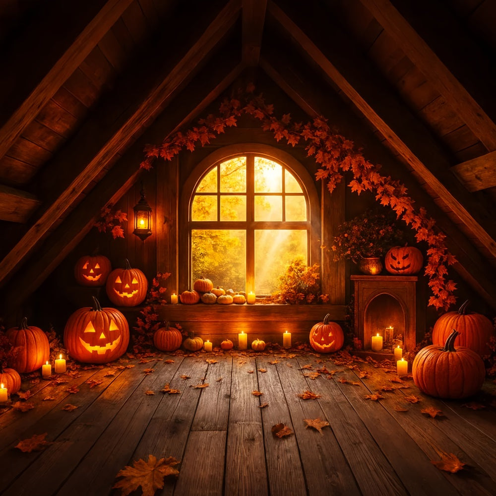 Bauernhof-Hintergrund Gem¨¹tlicher Dachboden K¨¹rbisglanz Frohes Thanksgiving-Hintergrund LXX510-29