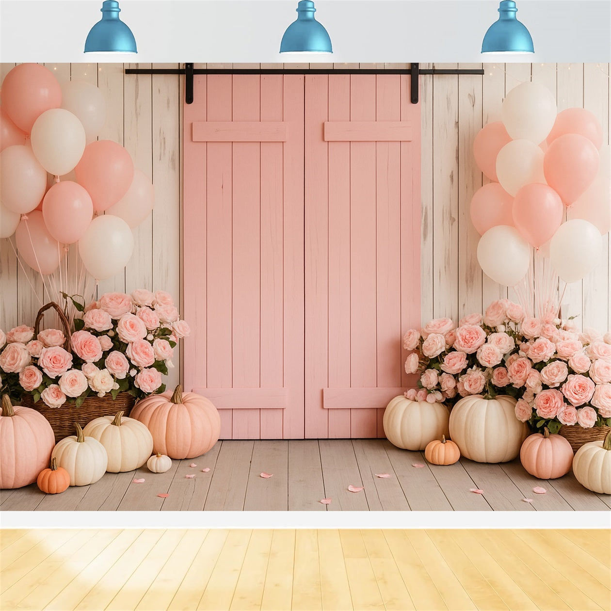Bauernhof-Hintergrund Rosa Scheune Blumige Freude Thanksgiving-Fotohintergr¨¹nde LXX510-46