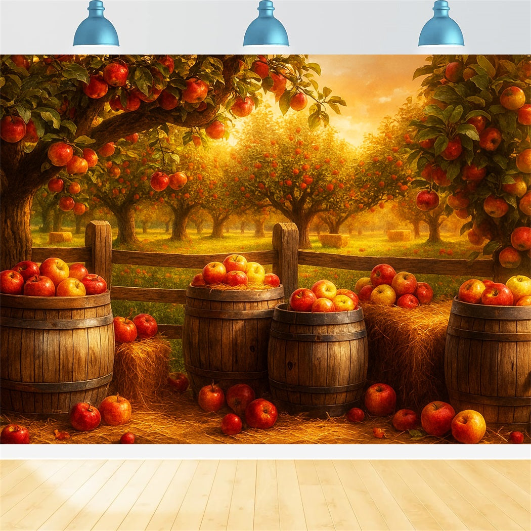 Bauernhof-Hintergrund Apfelplantage Goldene Ernte Thanksgiving-Hintergr¨¹nde LXX510-50