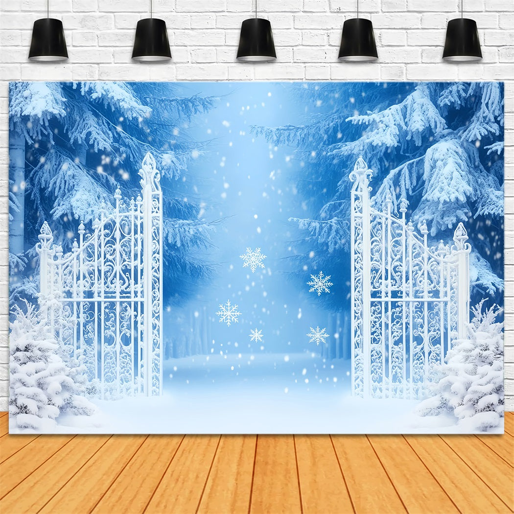 Schneeflocken-Hintergrund Verzauberter Schneewald Tor Winter-Fotohintergründe LXX510-54