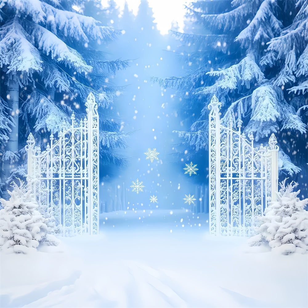 Schneeflocken-Hintergrund Verzauberter Schneewald Tor Winter-Fotohintergründe LXX510-54