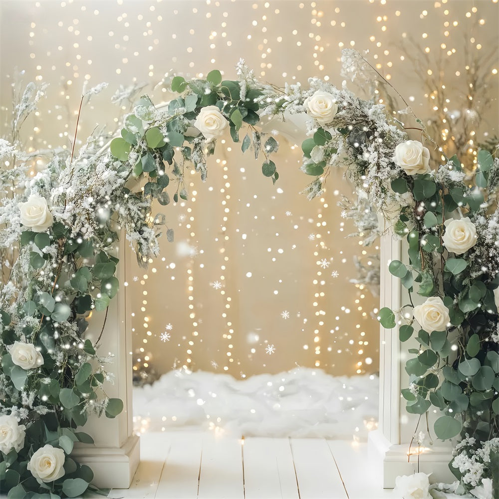 Schneeflocken-Hintergründe Winterrosen Vereister Torbogen Winter-Fotohintergründe LXX510-55