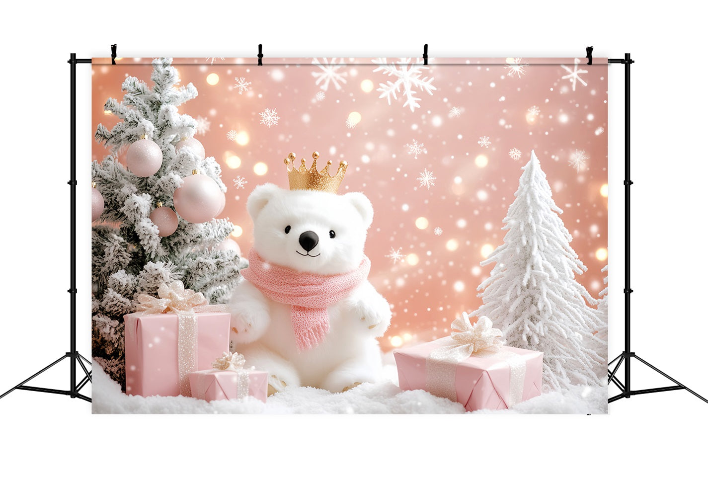 Schneeflocken-Hintergrund Rosa Eisbären-Wunderland Winter-Fotohintergründe LXX510-56