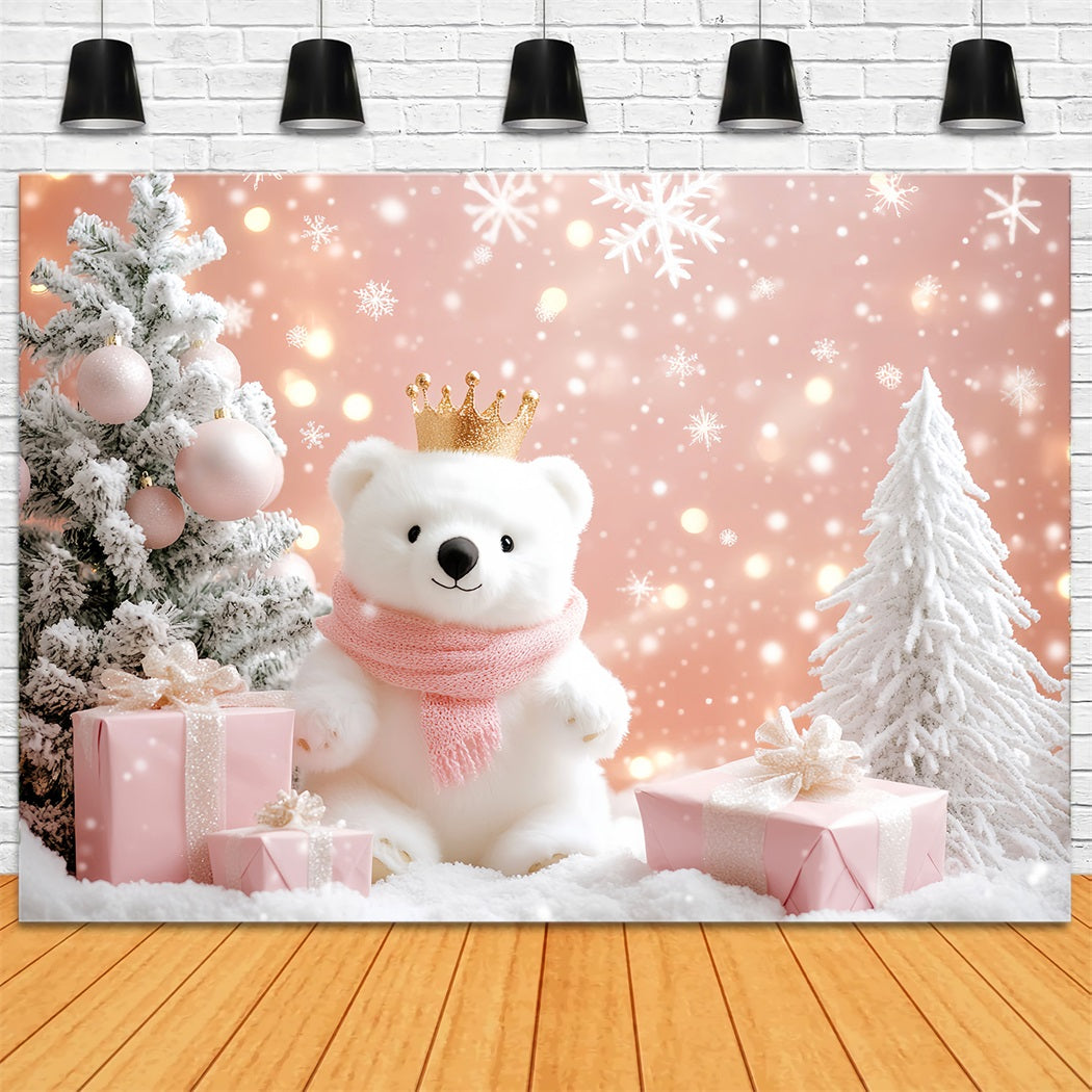 Schneeflocken-Hintergrund Rosa Eisbären-Wunderland Winter-Fotohintergründe LXX510-56