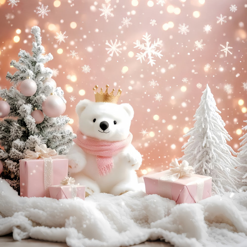 Schneeflocken-Hintergrund Rosa Eisbären-Wunderland Winter-Fotohintergründe LXX510-56