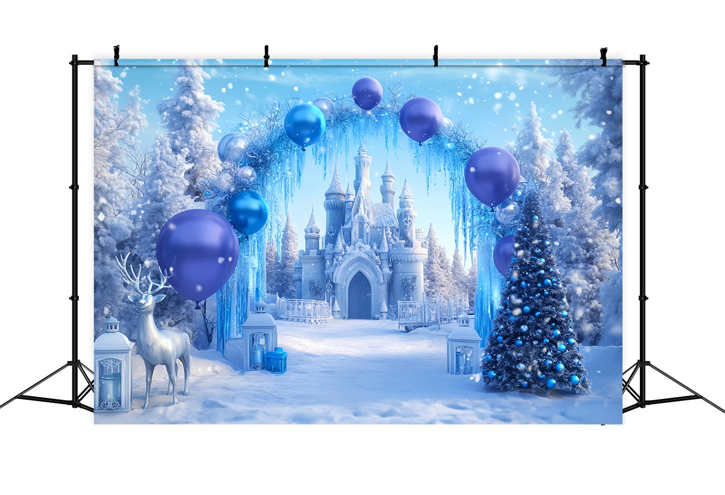 Winterwunderlandkulisse Blaues Schloss Ballon Wunderland Winterkulissen LXX510-69