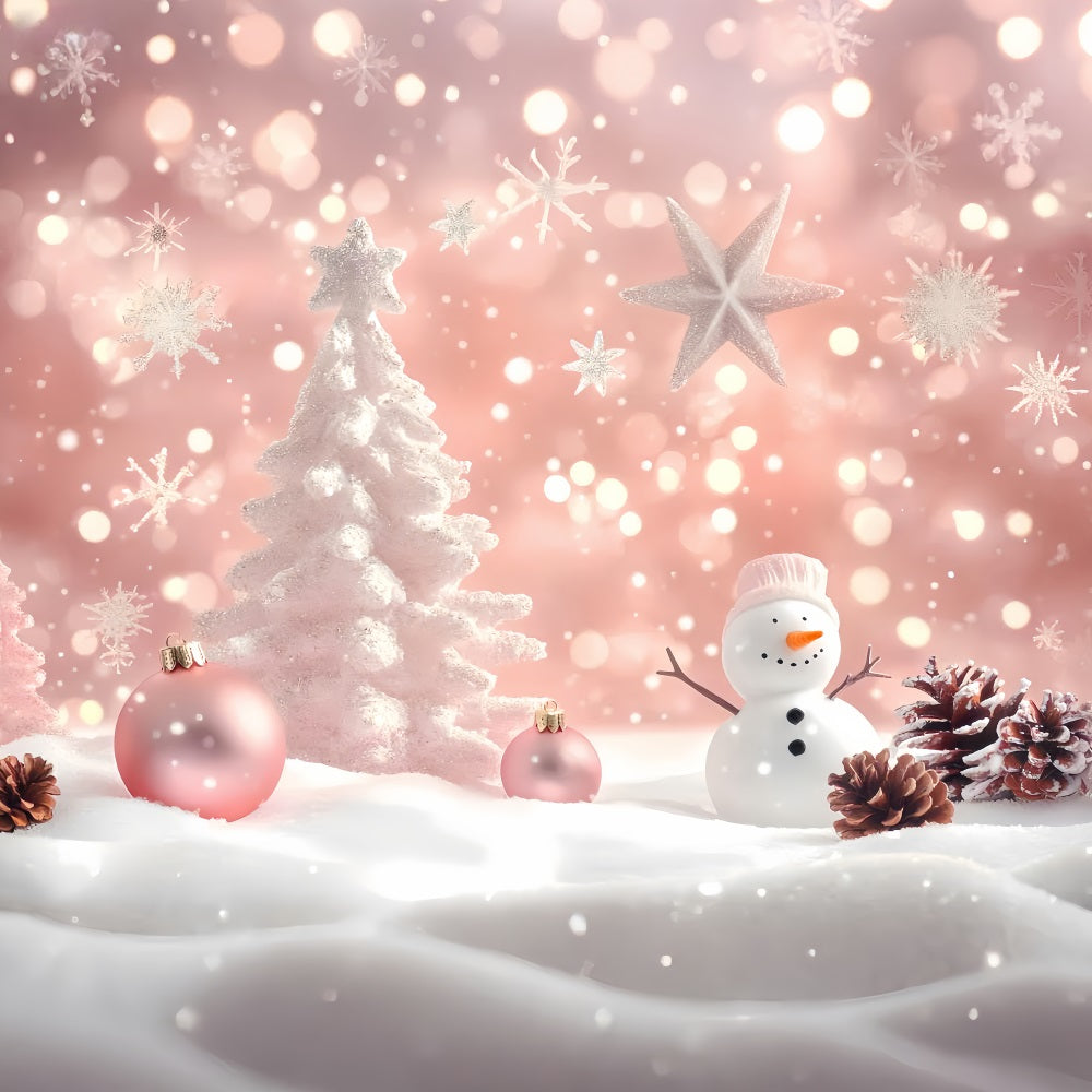 Winter-Fotohintergrund Rosa Schneemann Weihnachtscharme Schneeflocken-Hintergrund LXX510-71