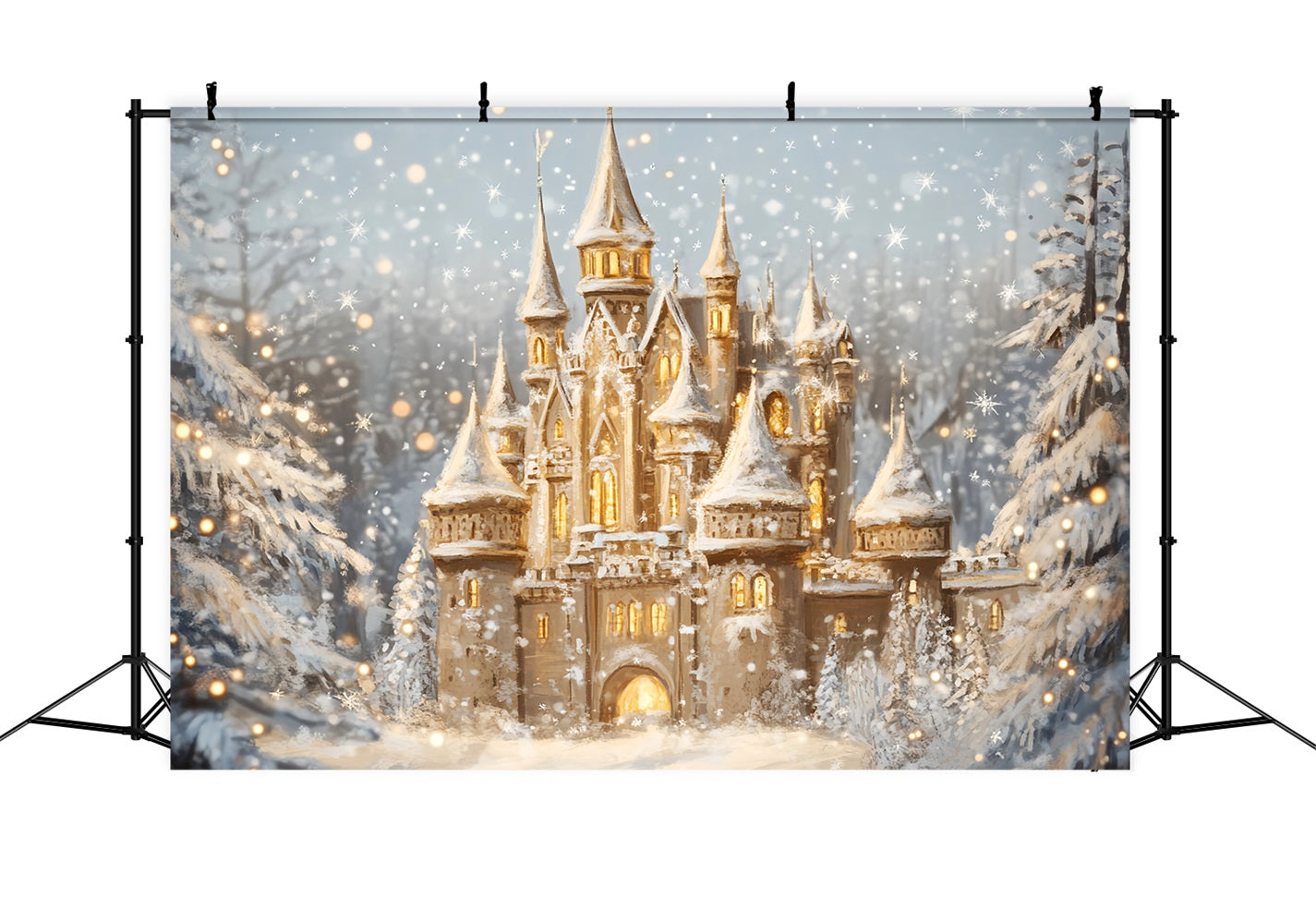 Winterwunderland-Hintergrund Gemütliches Schloss Schneeglühen Winterhintergründe LXX510-78