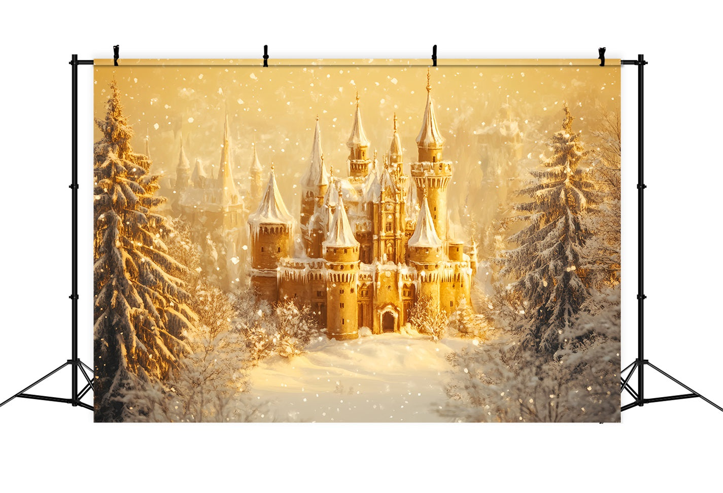 Winterwunderland-Hintergrund Goldene Dämmerung Eisschloss Winter-Fotohintergründe LXX510-79