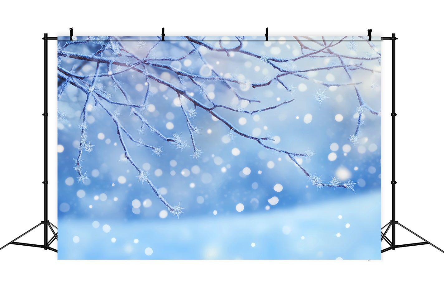 Winter-Schnee-Hintergrund Vereister Ast Schneeflocken Glühen Winter-Fotohintergründe LXX510-80