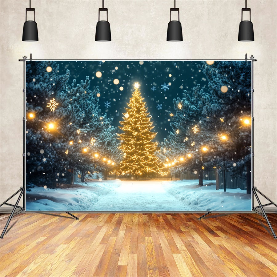 Winterwunderland-Hintergrund Weihnachtsbaum-Lichterweg Winterhintergründe LXX510-81