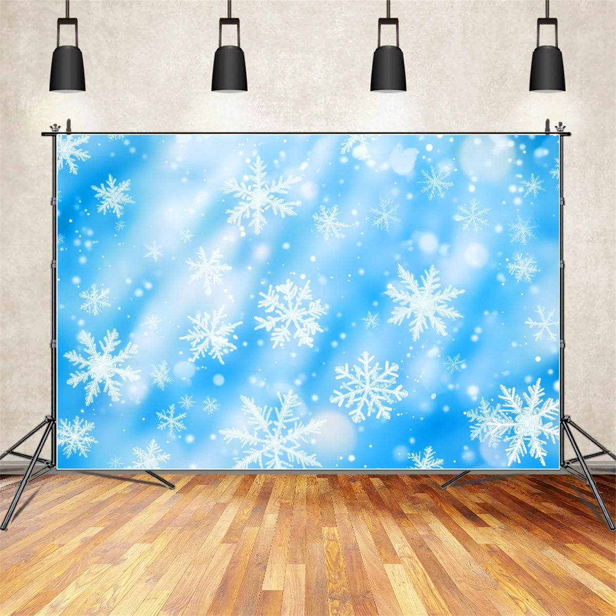 Schneeflocken-Hintergrund Blaue Kristallschneeflocken Tanz Winterfotografie-Hintergründe LXX510-91
