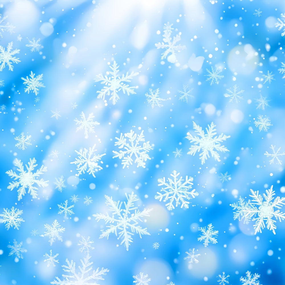 Schneeflocken-Hintergrund Blaue Kristallschneeflocken Tanz Winterfotografie-Hintergründe LXX510-91