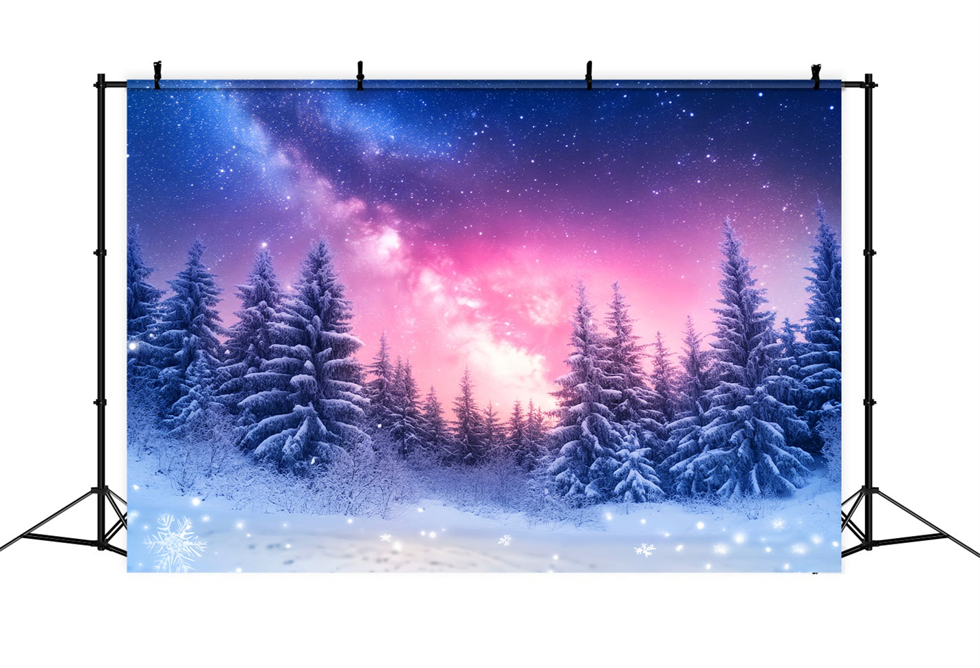 Winterhimmel-Hintergrund Galaxie Schnee Kiefernglühen Winterfotografie-Hintergründe LXX510-96