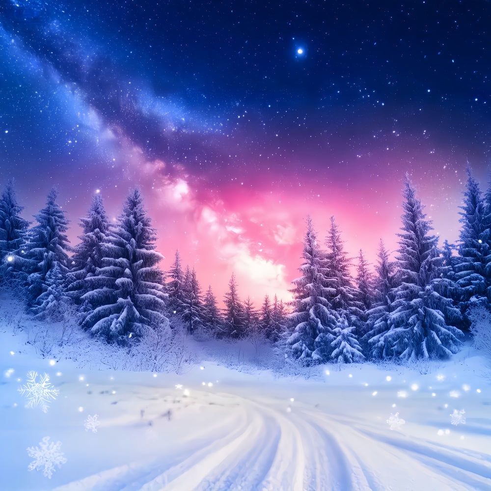 Winterhimmel-Hintergrund Galaxie Schnee Kiefernglühen Winterfotografie-Hintergründe LXX510-96