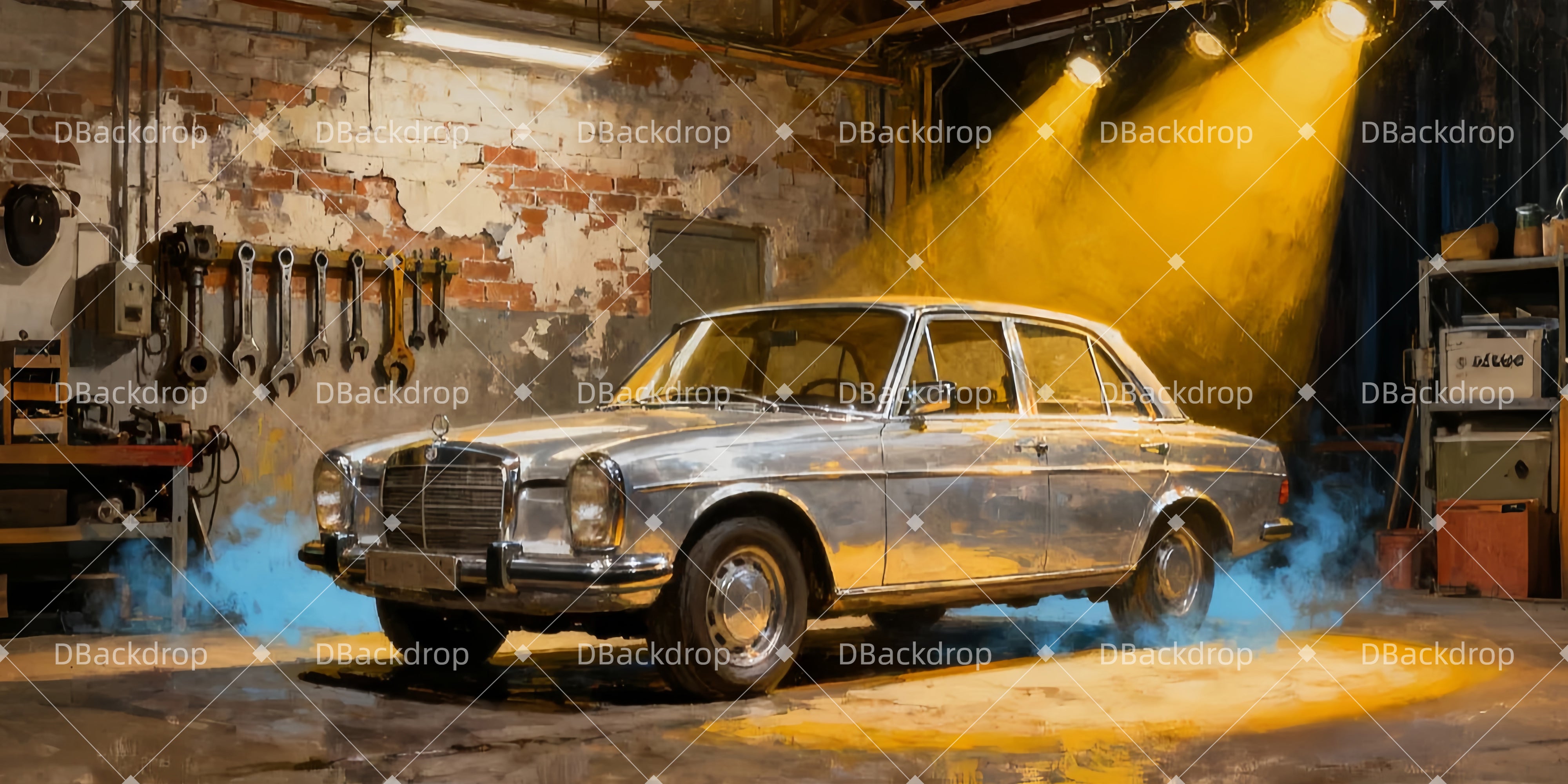 Vorhänge Theater Garage-mit-Oldtimern Backdrops Theater LXX510-T21