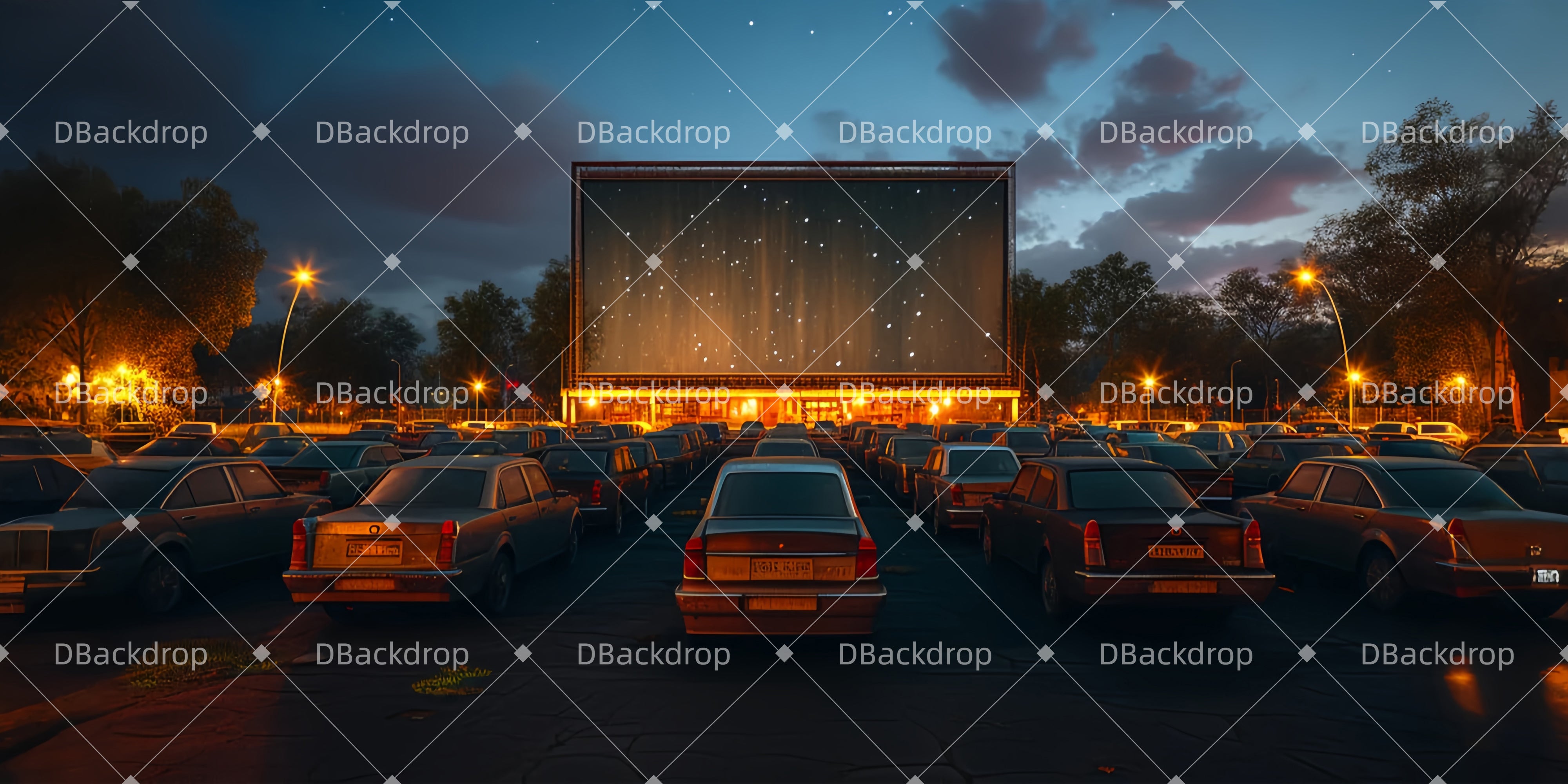 Theatervorhang offen Autokino Bühnenhintergrund beim Theater LXX510-T27