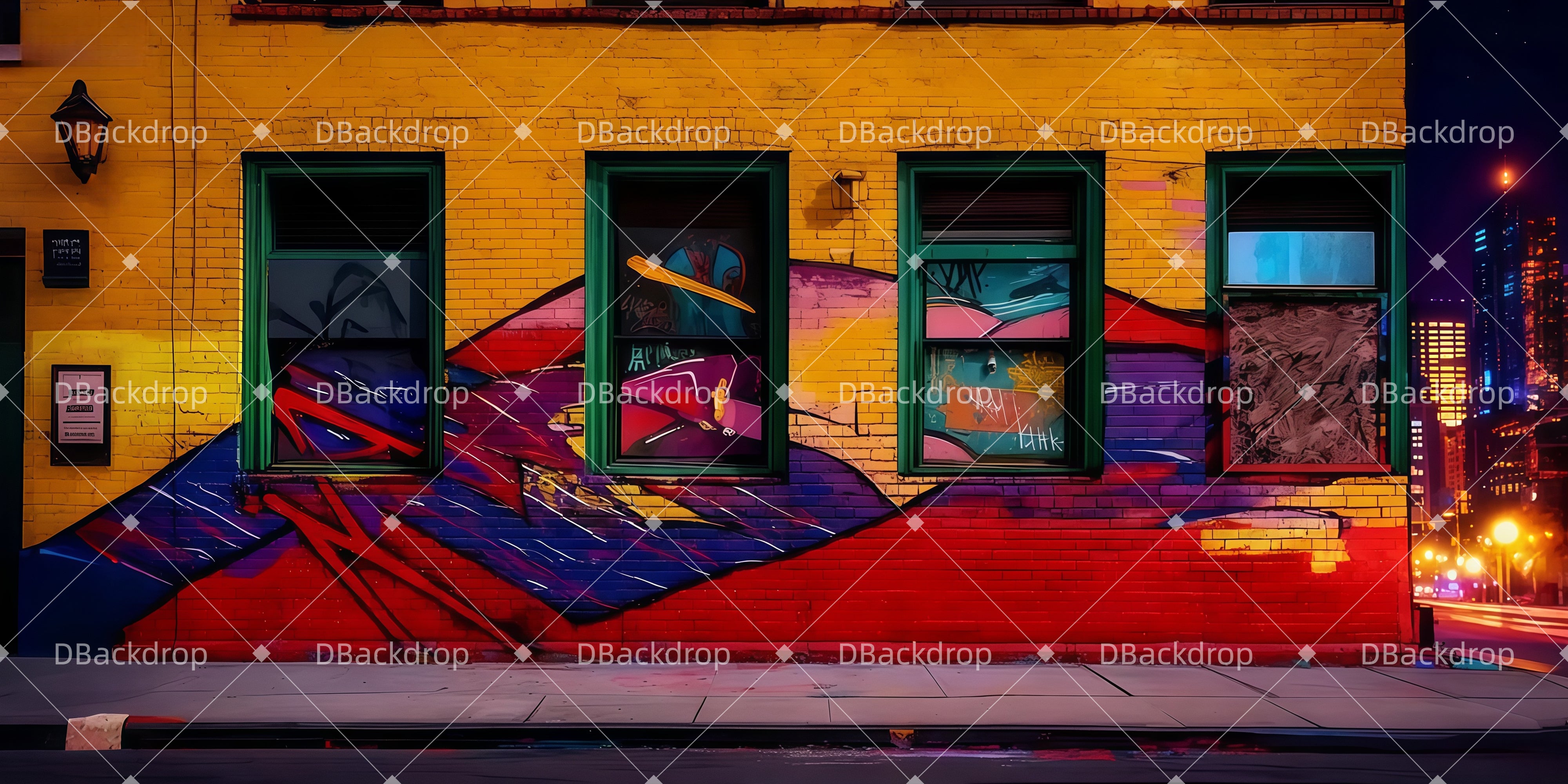 Theater Backdrops Lebendige Straßen-Graffiti Theaterbühne mit Vorhang LXX511-T104