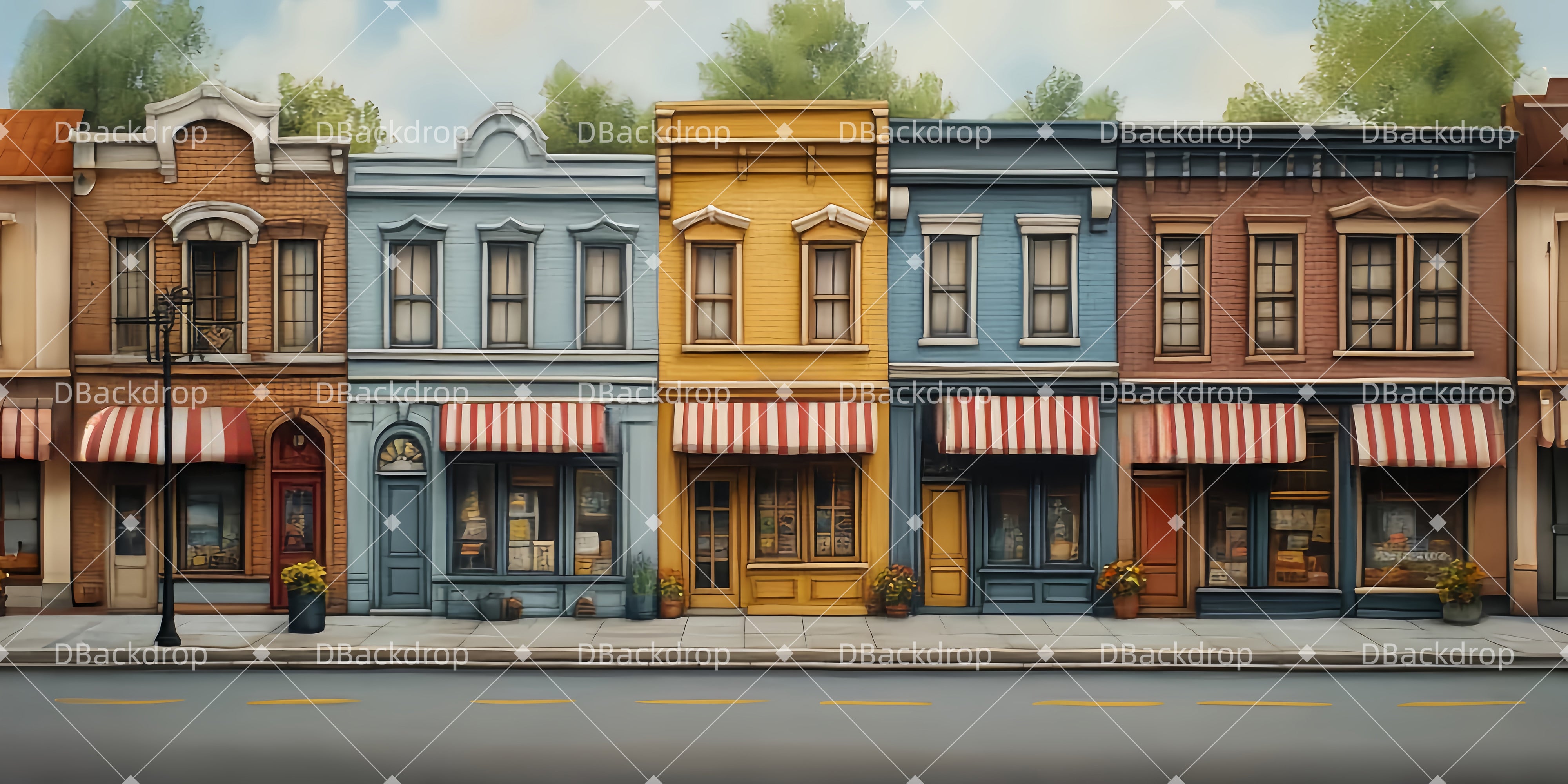 Theater Backdrops Kleinstadtstraße Theaterbühne mit Vorhang LXX511-T4