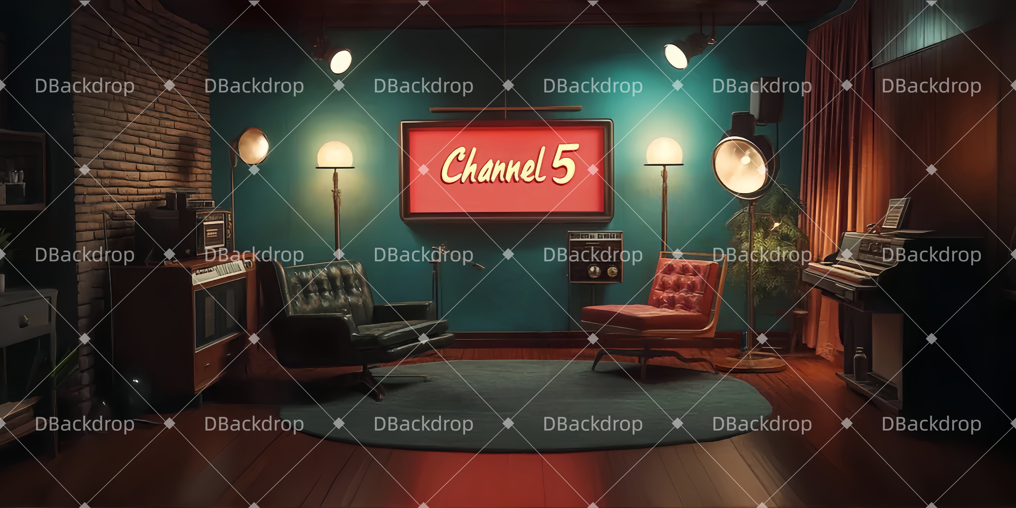 Vintage Theater Backdrop Retro-Radiosender Theaterbühnenbau LXX511-T8