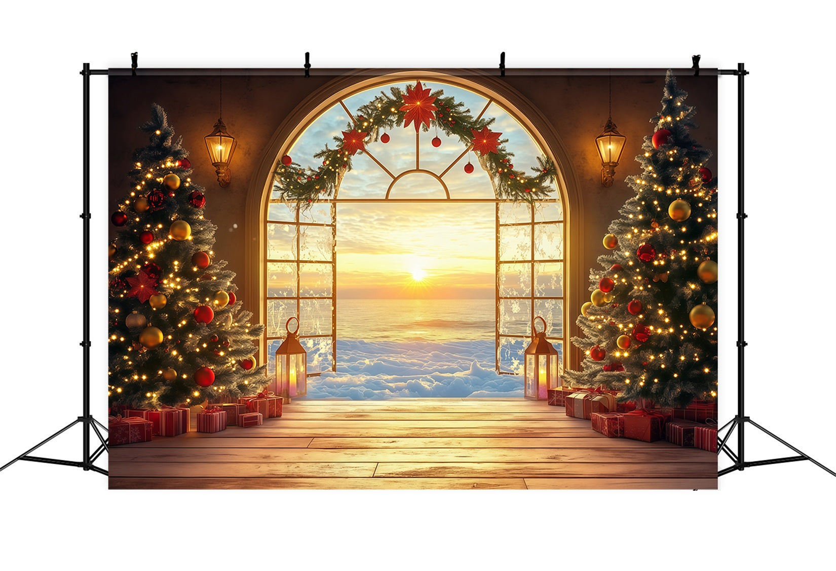 Neujahrs-Hintergründe Festlicher Weihnachts-Sonnenaufgang Happy New Year-Hintergrund LXX512-16
