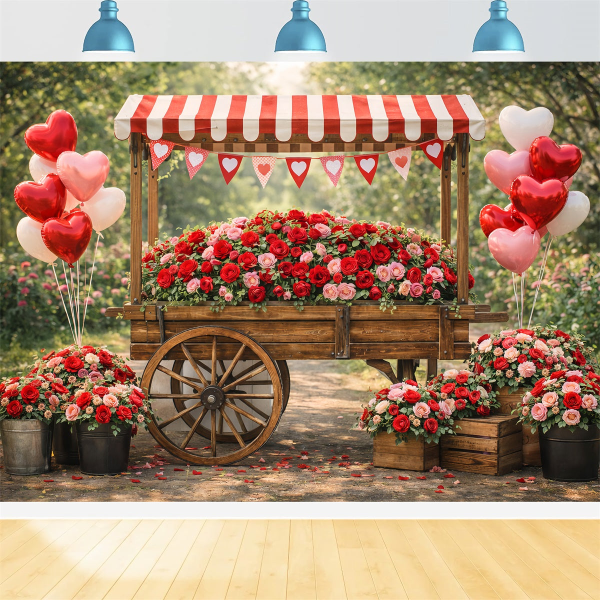 Herzballon Hintergrund Rustikaler Rosenwagen Herzen Valentinstag Hintergrund Ideen LXX512-174