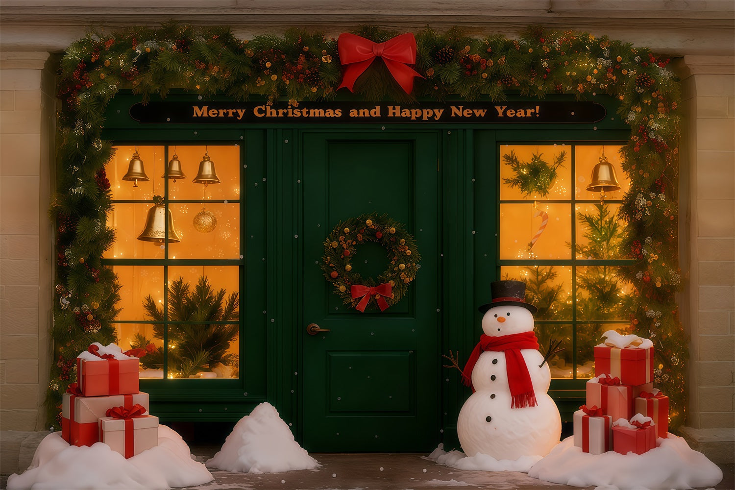 Neujahrs-Hintergründe Verschneites Weihnachtsgeschäft Happy New Year 2026-Hintergrund LXX512-17