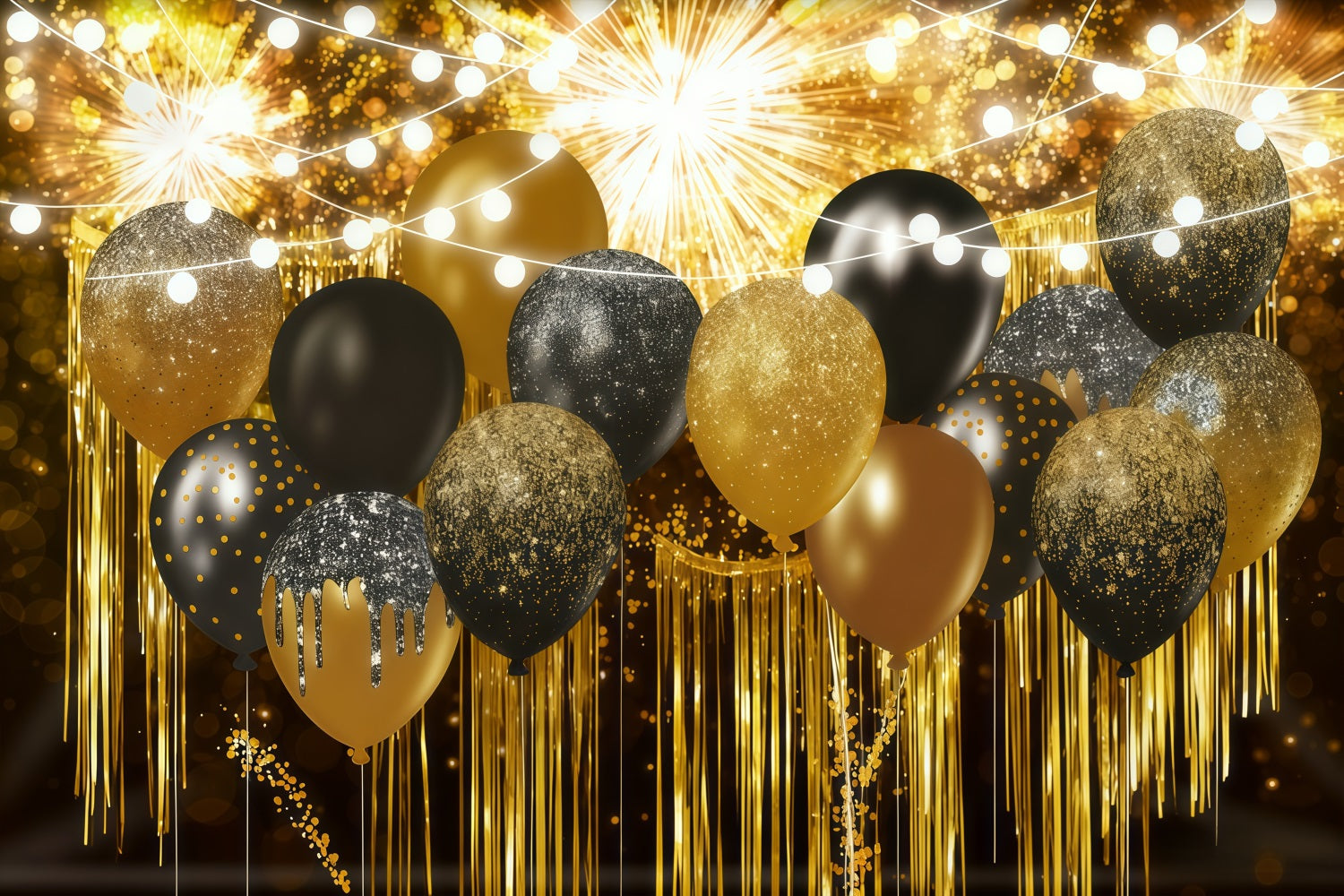 Neujahrs-Hintergrund Goldglitzer Schimmer Bokeh Neujahrs-Ballon-Hintergrund LXX512-5