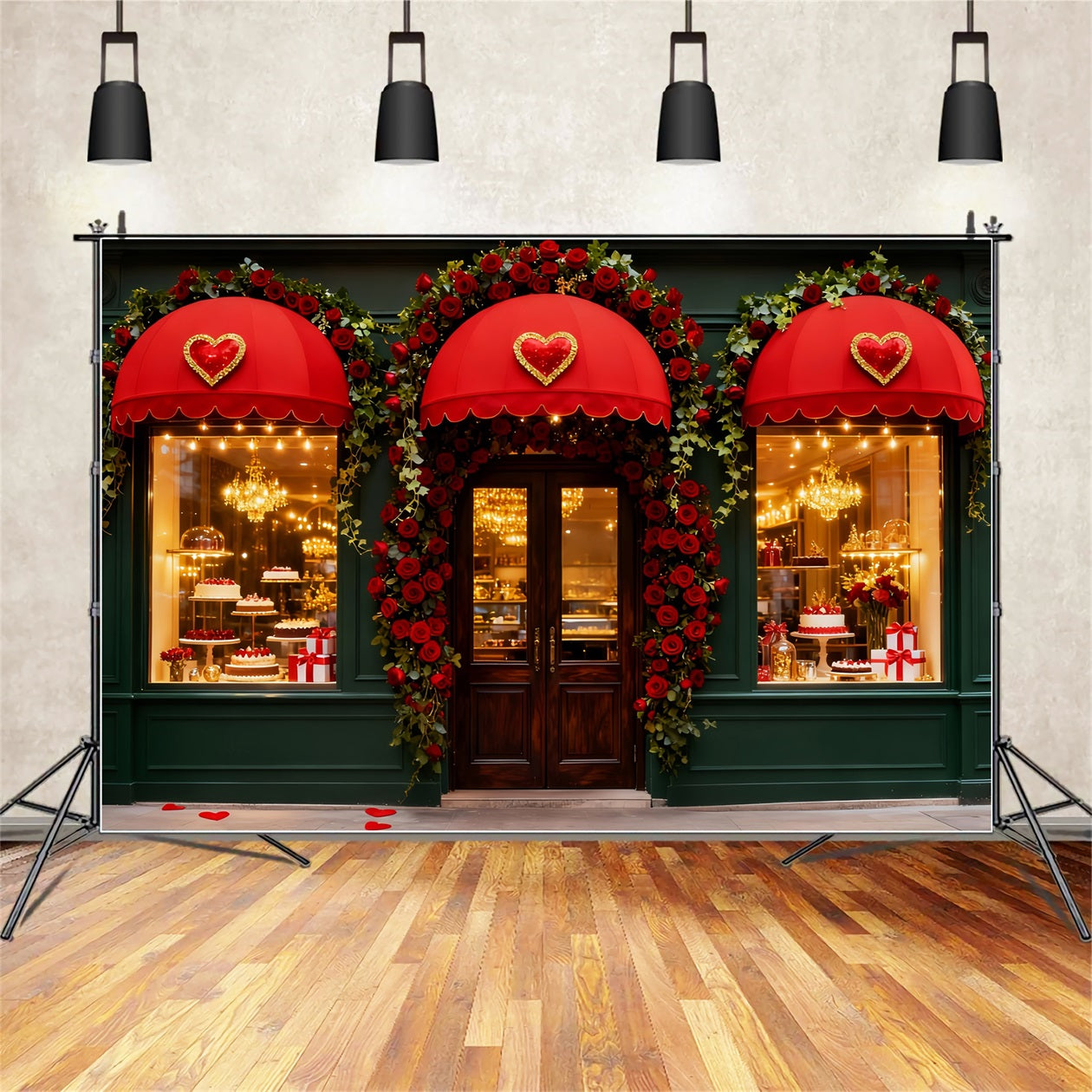 Romantischer Hintergrund Rosenherz Süßwarenladen Valentinstag-Hintergrund LXX512-67