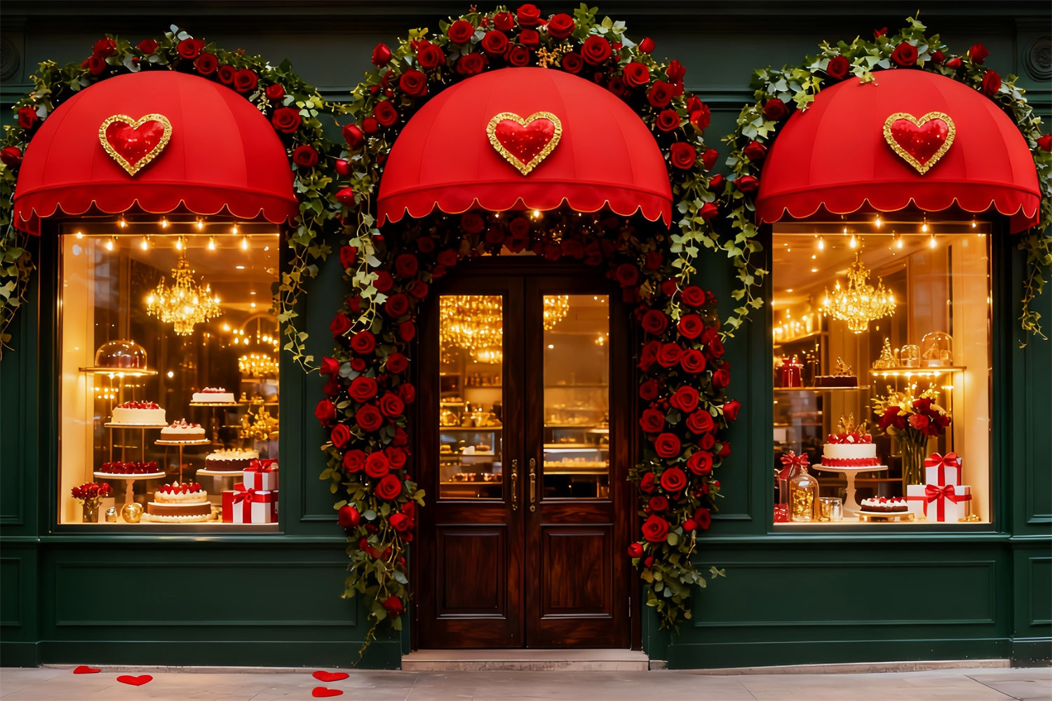 Romantischer Hintergrund Rosenherz Süßwarenladen Valentinstag-Hintergrund LXX512-67