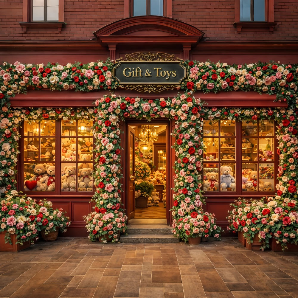 Teddybären Valentinstag Hintergrund Blumen Geschenkeladen Rose Romantischer Hintergrund LXX512-81